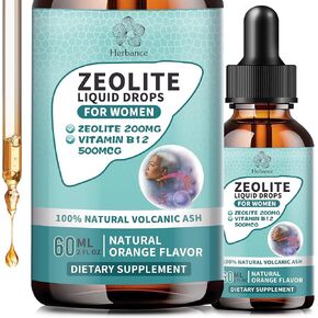 Zeolite Drops for Women - Clinoptilolite Zeolite Liquid Drops with Vitamin B12 & D3 - Immune Health, Natural Metabolism, Energy & Clear Skin - 30 Day Vegan Supply