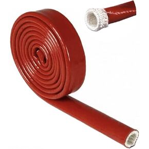 Heat Shield Fire Sleeve 1"(25.4mm) ID x 3.3FT Silicone Coated Fiberglass Heat Wrap Fire Thermo Armor for Automotive Hose Lines Wires & Electrical Wiring (Red)