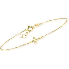 Canaria Italian 10kt Yellow Gold Sideways Cross Bracelet