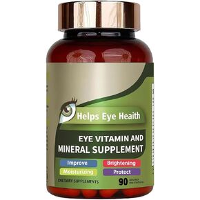Eye Vitamin & Mineral Supplement with Lutein, Zeaxanthin, Supports Eye Strain, Vision Health for Adults with Vitamins C & E, Vegan Eye Vitamin