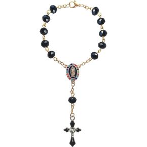 Car Rosary for Rearview Mirror Hanging - Catholic Religious Devout Gift with Virgin Mary Charm and Crucifix, Ideal Catholic Rosary Gifts for Men & Women (Black)