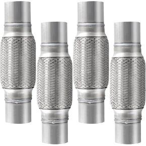 HOIGON 4PCS 2x6x10 Inch Exhaust Flex Pipe, Stainless Steel Double Braid Pipe, Heavy Duty Flex Pipe Exhaust for Commercial and Agricultural Vehicles