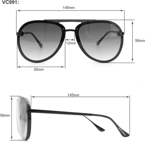 Vince Camuto VC991 Metal 100 ٪ UV Protective Women's Aviator Pilot Giviator Pilot. هدايا فاخرة لها ، 65 ملم in Saudi Arabia
