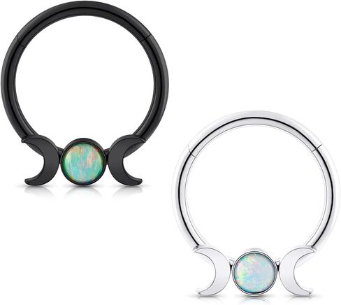 Stuppendux 2PC 16G 1.2MM Black White Mixed Septum Clicker Ring Nose Ring Hoop Sleeper Hoop Earring Helix Rook Cartilage Daith Tragus Earrings Nose Piercing Jewelry for Women Men Diameter 8MM 10MM in Saudi Arabia