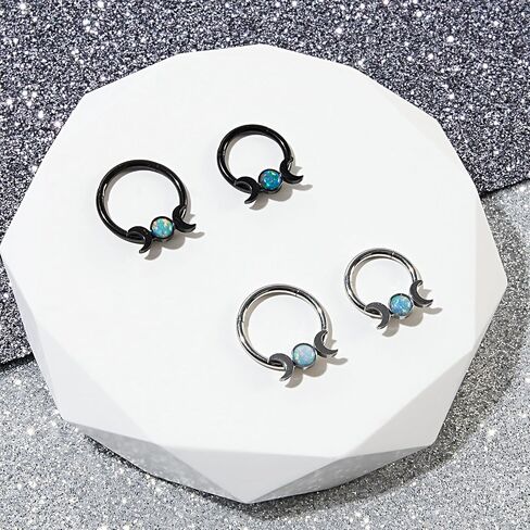 Stuppendux 2PC 16G 1.2MM Black White Mixed Septum Clicker Ring Nose Ring Hoop Sleeper Hoop Earring Helix Rook Cartilage Daith Tragus Earrings Nose Piercing Jewelry for Women Men Diameter 8MM 10MM in Saudi Arabia