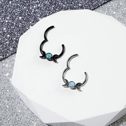 Stuppendux 2PC 16G 1.2MM Black White Mixed Septum Clicker Ring Nose Ring Hoop Sleeper Hoop Earring Helix Rook Cartilage Daith Tragus Earrings Nose Piercing Jewelry for Women Men Diameter 8MM 10MM in Saudi Arabia