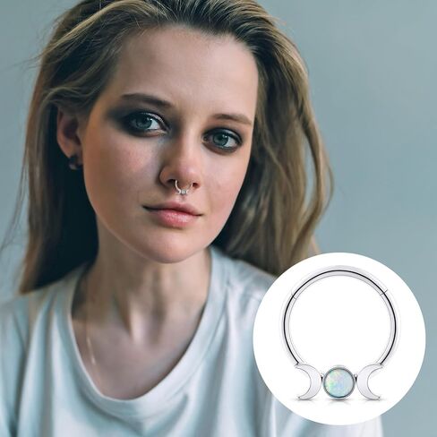 Stuppendux 2PC 16G 1.2MM Black White Mixed Septum Clicker Ring Nose Ring Hoop Sleeper Hoop Earring Helix Rook Cartilage Daith Tragus Earrings Nose Piercing Jewelry for Women Men Diameter 8MM 10MM in Saudi Arabia