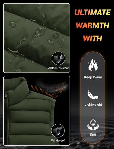 Cotrasen Men's Puffer Lightweight Vest Packable Outerwear Vest Warm Winter Outdoor Sleeveless Jacket for Travel Running in Saudi Arabia