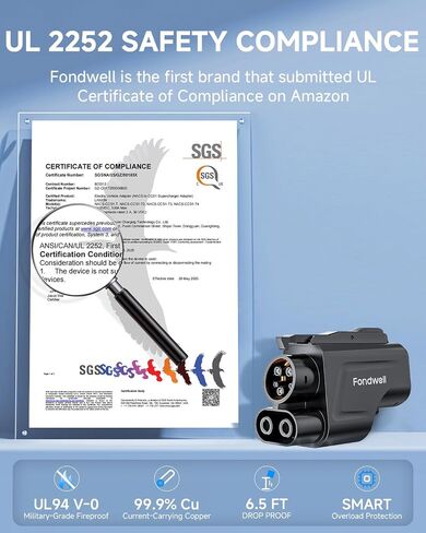 Fondwell NACS to CCS Charger Adapter: Compatible with Tesla Superchargers to CCS1 EV Charge Ports - Fast Charging with DC 1000V 500A 250kW in Saudi Arabia