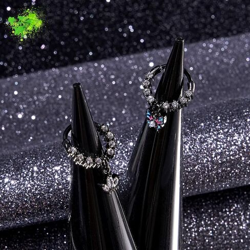 Stuppendux 2PC 16G 1.2MM Black White Mixed Septum Clicker Ring Nose Ring Hoop Sleeper Hoop Earring Helix Rook Cartilage Daith Tragus Earrings Nose Piercing Jewelry for Women Men Diameter 8MM 10MM in Saudi Arabia