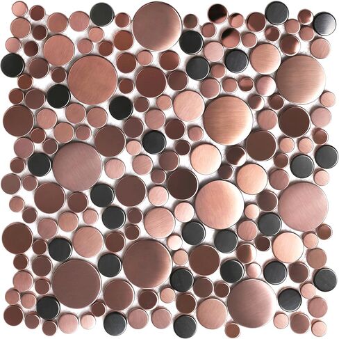 Blujellyfish Gold Tile for Kitchen Backsplash Wall Penny Round Bubble Tiles for Bathroom Shower Floor (Box of 5 Sheets) in Saudi Arabia
