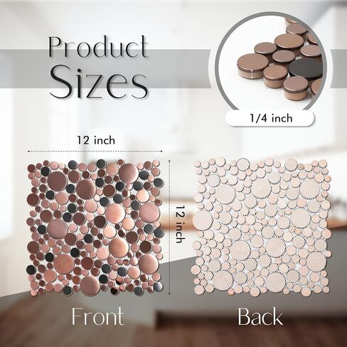 Blujellyfish Gold Tile for Kitchen Backsplash Wall Penny Round Bubble Tiles for Bathroom Shower Floor (Box of 5 Sheets) in Saudi Arabia