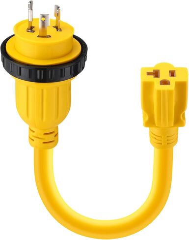 Kanayu 1Ft Shore Power RV Generator Adapter Cord Compatible with NEMA L5-30P to 5-15/5-20R, Marine 30 Amp to 15 Amp/20Amp T-Blade Household Regular Inlet Connector, 3 Prong Lock Pigtail Boat Adapter in Saudi Arabia