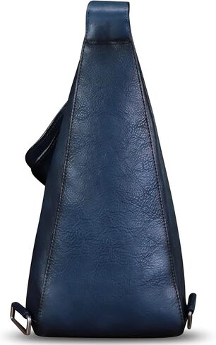 Genuine Leather Sling Bag Retro Crossbody Backpack Handmade Chest Shoulder Daypack Purse Fanny Packs (Navy) in Kuwait