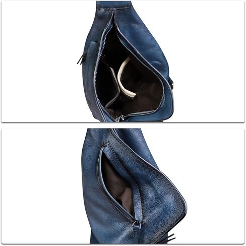 Genuine Leather Sling Bag Retro Crossbody Backpack Handmade Chest Shoulder Daypack Purse Fanny Packs (Navy) in Kuwait