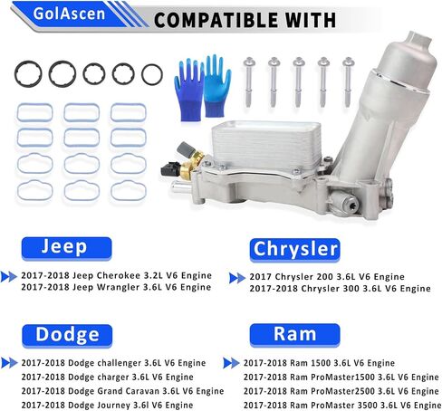 Upgraded Full Aluminum Oil Cooler Oil Filter Housing,for Dodge Charger Durango Challenger Journey, for Chrysler 200 300, for RAM ProMaster, for Jeep Wrangler Grand Cherokee, Replace 926-959 in Saudi Arabia