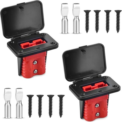 2PCS 600V Battery Quick Connect/Disconnect Electrical Connector Plug Kit with Flush Mount Dust Cover (Red,175A 1/0AWG) in Saudi Arabia