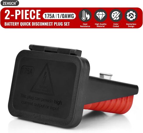2PCS 600V Battery Quick Connect/Disconnect Electrical Connector Plug Kit with Flush Mount Dust Cover (Red,175A 1/0AWG) in Saudi Arabia