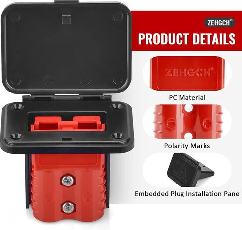2PCS 600V Battery Quick Connect/Disconnect Electrical Connector Plug Kit with Flush Mount Dust Cover (Red,175A 1/0AWG) in Saudi Arabia