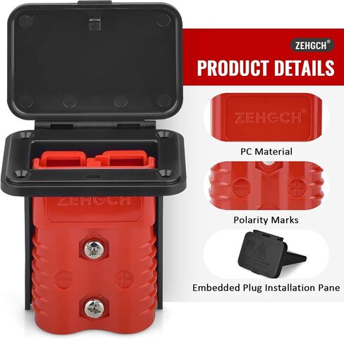 2PCS 600V Battery Quick Connect/Disconnect Electrical Connector Plug Kit with Flush Mount Dust Cover (Red,175A 1/0AWG) in Saudi Arabia