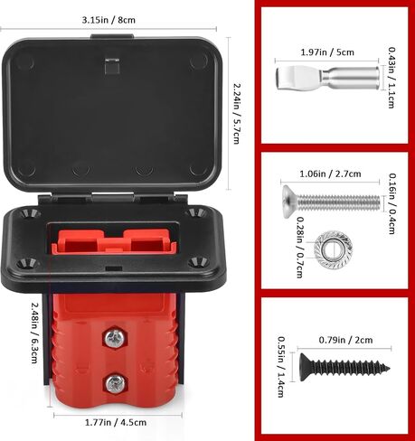 2PCS 600V Battery Quick Connect/Disconnect Electrical Connector Plug Kit with Flush Mount Dust Cover (Red,175A 1/0AWG) in Saudi Arabia