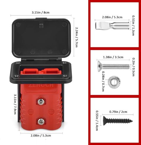 2PCS 600V Battery Quick Connect/Disconnect Electrical Connector Plug Kit with Flush Mount Dust Cover (Red,175A 1/0AWG) in Saudi Arabia