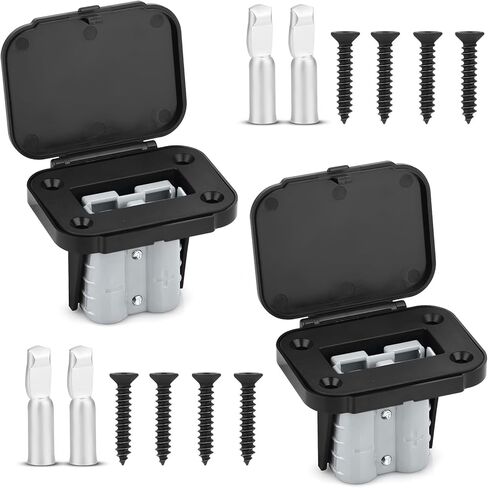 2PCS 600V Battery Quick Connect/Disconnect Electrical Connector Plug Kit with Flush Mount Dust Cover (Red,175A 1/0AWG) in Saudi Arabia
