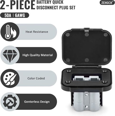 2PCS 600V Battery Quick Connect/Disconnect Electrical Connector Plug Kit with Flush Mount Dust Cover (Red,175A 1/0AWG) in Saudi Arabia