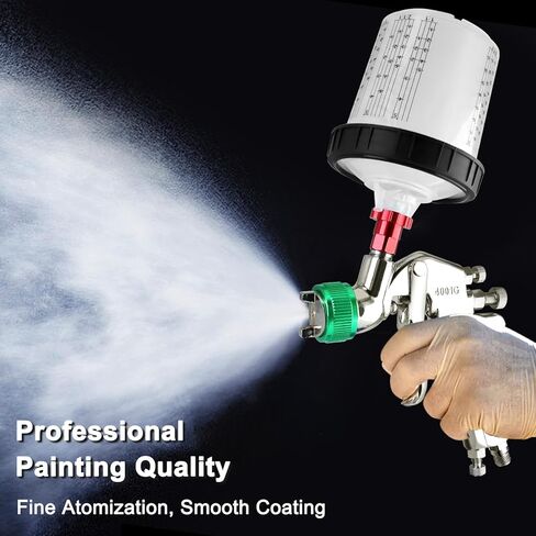 رش الطلاء ، بندقية الطلاء رذاذ HVLP مع فوهة 1.7 مم كوب 600 سم مكعب ، طلاء برش الطلاء مجموعة 10pcs 20ous in Kuwait