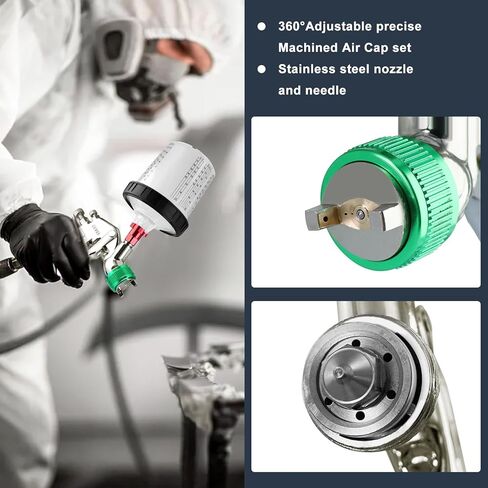 رش الطلاء ، بندقية الطلاء رذاذ HVLP مع فوهة 1.7 مم كوب 600 سم مكعب ، طلاء برش الطلاء مجموعة 10pcs 20ous in Kuwait