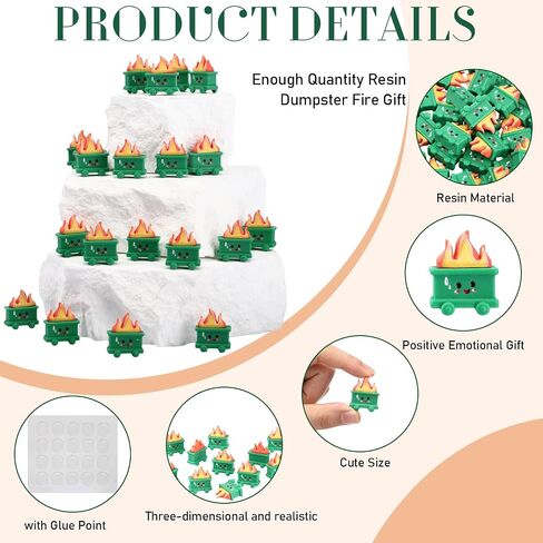 20 Set Resin Dumpster Trash Shape with Fire Gift Team Employee Appreciation Gift Emotional Desk Accessories for Staff Teacher Office Coworker Nurse Medical Volunteer Favor (Green) in Saudi Arabia