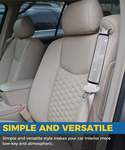 2PCS Seat Belt Cover Pad,Car Accessories Seatbelt Covers,Bling Car Accessories for Women,Crystal Seat Belt Cover,Car Seat Strap Pads,Diamond Seatbelt Cushion,Suitable for Car Truck SUV (Silver) in Saudi Arabia
