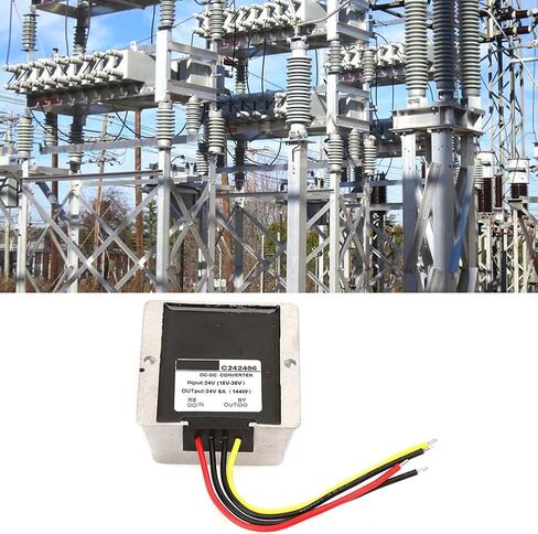 Power Adapter Voltage Booster, 18-36V to 24V ± 0.25 Step UP/Down Converter, Waterproof DC/DC Voltage Regulator Module Power Converter Transformer for Car Truck Vehicle Boat (6A) in Saudi Arabia