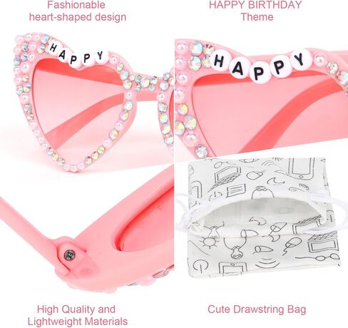 نظارات عيد ميلاد للنساء نظارات شمسية لعيد الميلاد للأميرة للنساء نظارات شمسية على شكل قلب وردي in Kuwait