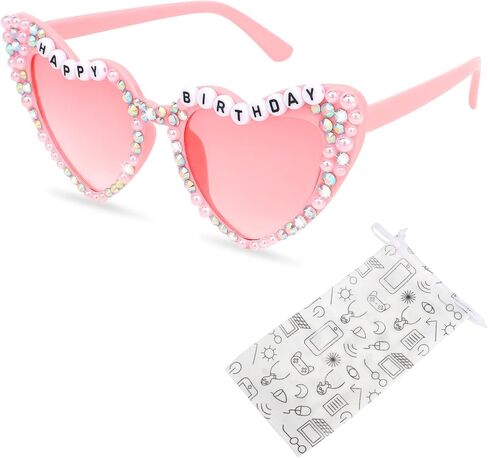 نظارات عيد ميلاد للنساء نظارات شمسية لعيد الميلاد للأميرة للنساء نظارات شمسية على شكل قلب وردي in Kuwait