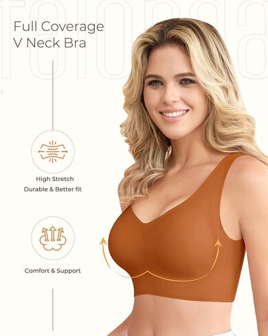 حمالات لاسلكية للنساء ، تغطية كاملة غير سلسة مريحة ناعمة V الرقبة لا يوجد دعم داخلي للضغط على صدرية كل يوم in Kuwait