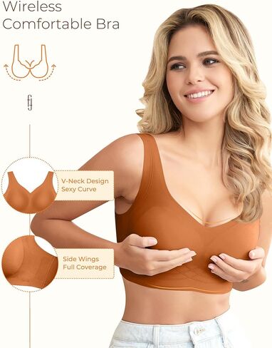 حمالات لاسلكية للنساء ، تغطية كاملة غير سلسة مريحة ناعمة V الرقبة لا يوجد دعم داخلي للضغط على صدرية كل يوم in Kuwait