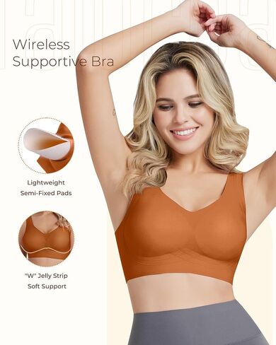 حمالات لاسلكية للنساء ، تغطية كاملة غير سلسة مريحة ناعمة V الرقبة لا يوجد دعم داخلي للضغط على صدرية كل يوم in Kuwait