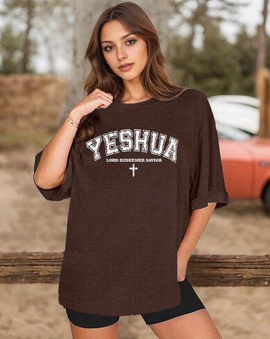 Christian Shirts for Women Oversized YHWH Graphic Shirt Jesus Faith Inspirational Casual Tee Tops in Kuwait