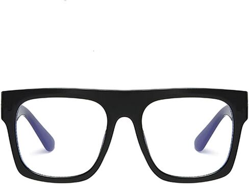 Unisex Stylish Square Non-prescription Eyeglasses Glasses Flat Top Big Eyeglass Frames Large lens Clear Lens Eyewear in Saudi Arabia