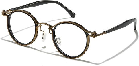 Tel Retro Oval Small Prescription Glasses Frame Man，Metal Acetate Eyeglasses 47-26-150mm in Saudi Arabia