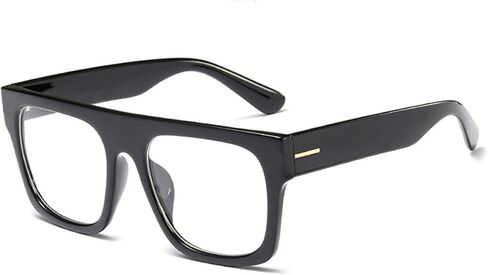 Unisex Stylish Square Non-prescription Eyeglasses Glasses Flat Top Big Eyeglass Frames Large lens Clear Lens Eyewear in Saudi Arabia