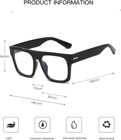 Unisex Stylish Square Non-prescription Eyeglasses Glasses Flat Top Big Eyeglass Frames Large lens Clear Lens Eyewear in Saudi Arabia