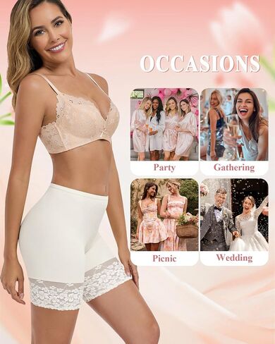 Lace Slip Shorts for Under Dresses Women, Cooling Anti Chafing Thighs Shorts Women, Smoothing Biker Boyshorts Panties in Saudi Arabia
