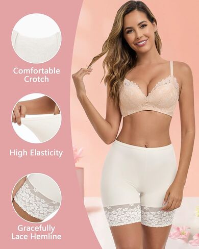 Lace Slip Shorts for Under Dresses Women, Cooling Anti Chafing Thighs Shorts Women, Smoothing Biker Boyshorts Panties in Saudi Arabia
