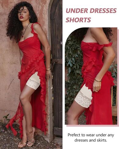Lace Slip Shorts for Under Dresses Women, Cooling Anti Chafing Thighs Shorts Women, Smoothing Biker Boyshorts Panties in Saudi Arabia