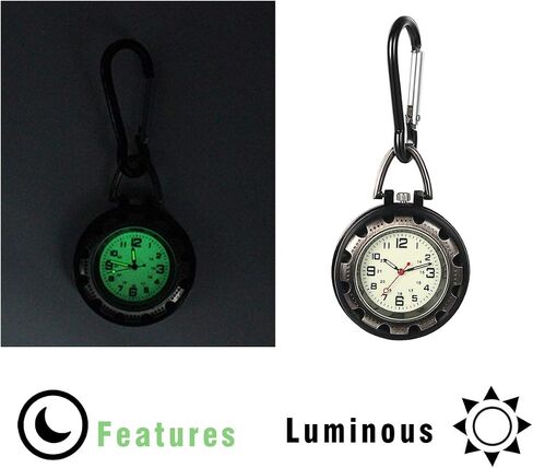 JewelryWe Men Women Clip-on Quartz Watch Backpack Fob Belt Watch Night Light Pocket Watch for Rock Climbing Doctors Nurses Outdoor Activities Xmas Christmas in Kuwait