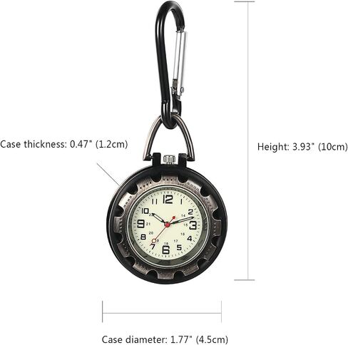 JewelryWe Men Women Clip-on Quartz Watch Backpack Fob Belt Watch Night Light Pocket Watch for Rock Climbing Doctors Nurses Outdoor Activities Xmas Christmas in Kuwait