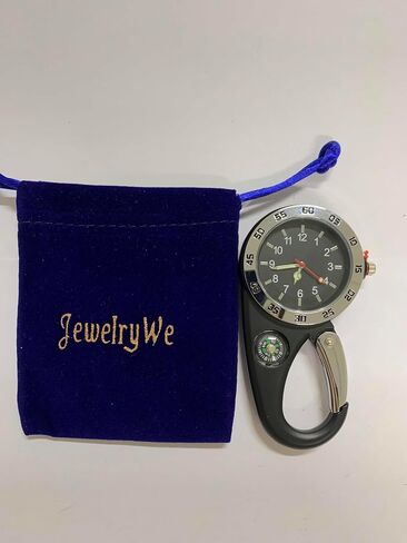 JewelryWe Men Women Clip Watch Mini Microlight Watch Analog Quartz Backpack Buckle Belt Fob Watch for Rock Climbing Doctors Nurses Chefs in Saudi Arabia