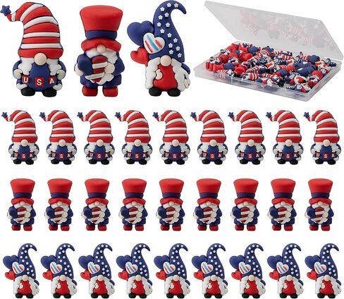 Watayo 30 Pcs 4th of July Mini Gnome Ornaments, Miniature Independence Day Patriotic Gnomes Decoration, Memorial Day Decor Stars and Stripes Gnomes Figurines for Party Gifts Home Table Decorations in Saudi Arabia